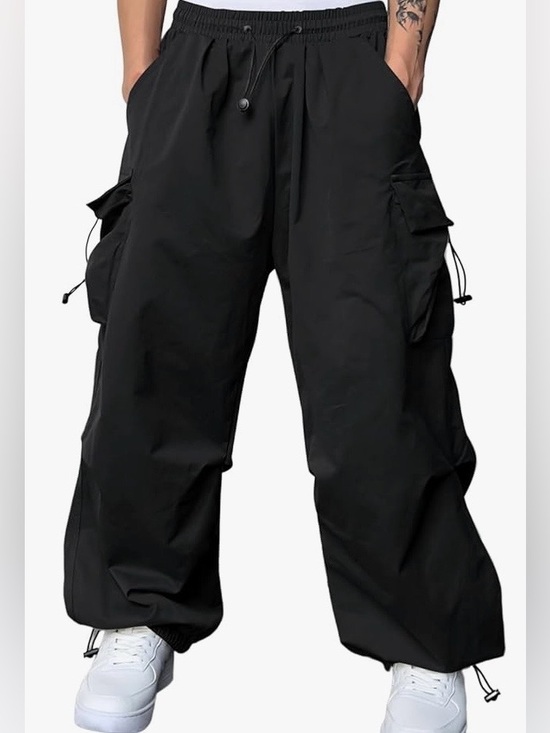 Jmierr Other - Men's Black Cargo Pants with Elastic Waist and Utility Pockets